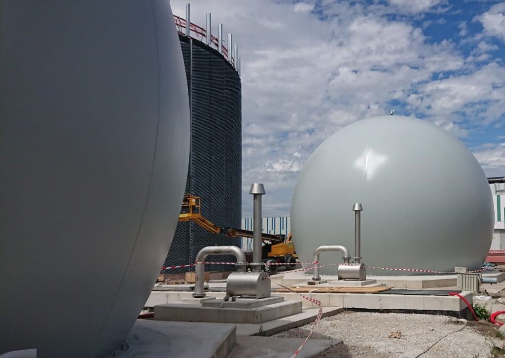 Stockeur de biogaz station d'épuration Bruxelles sud